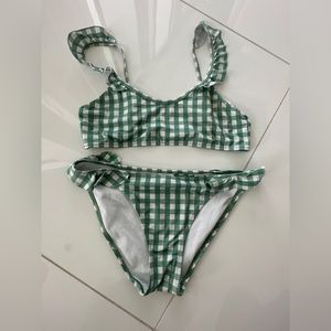 Zara green checkered bikini kids size 13-14